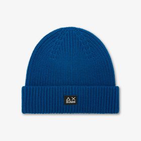 Royal blue ribbed wool blend beanie