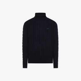 Maglia dolcevita in misto lana a trecce navy blue