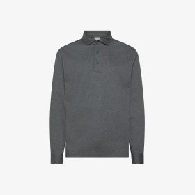 Polo in jersey di cotone grigio scuro