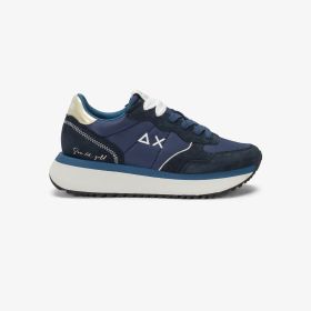 Navy blue Big Ally Gold suede and nylon sneaker