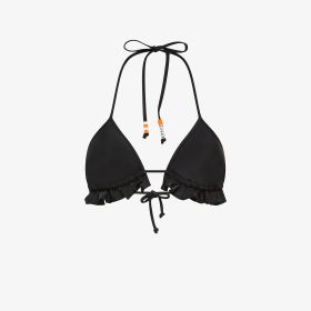 Bikini mare in nylon con rouches nero
