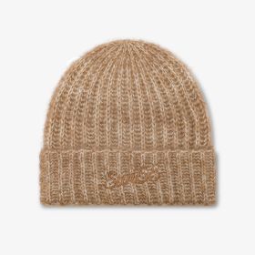 Berretto beanie Fluffy in misto lana marrone cacao