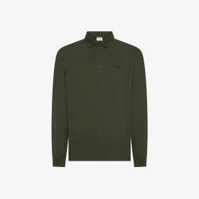 Polo in cotone con bottoni nascosti militare scuro