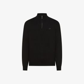 Maglia in cotone e lana con zip nero