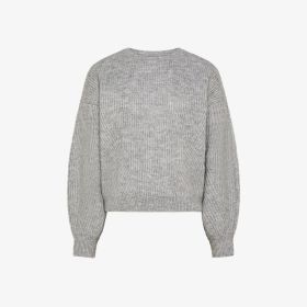 Maglia lurex in lana a coste grigio chiaro