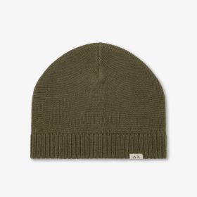 Berretto in maglia di misto lana verde militare scuro