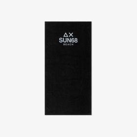 Black cotton terry beach towel