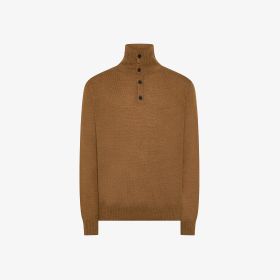 Cacao brown wool and alpaca buttoned jumper