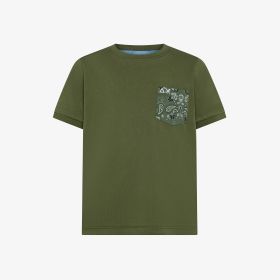 Dark green cotton jersey T-shirt with pocket