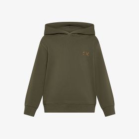 Felpa in cotone con cappuccio verde militare scuro