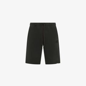 Black cotton fleece Bermuda shorts