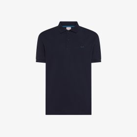 Polo in piquet di cotone stretch navy blue