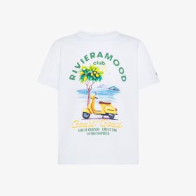 T-shirt in jersey di cotone con stampa bianco/giallo