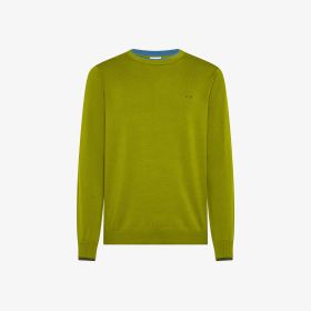 Olive cotton jumper with contrast trims