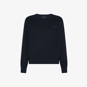 Navy blue ribbed cotton jumper