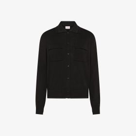 Black wool and cotton cardigan with lurex details