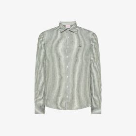 Dark green/white striped linen shirt