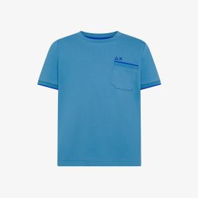T-shirt in piquet di cotone blu avio