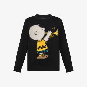 Maglia girocollo Peanuts in misto lana nero