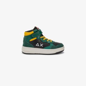 Sneaker Boy's Big Basket Evo Midi con cinturino verde scuro