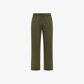 Pantaloni in lino e cotone verde scuro