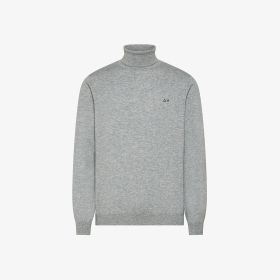Maglia dolcevita in cotone e lana grigio chiaro