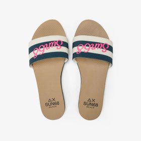 Off white/navy blue slides with SUN68 logo