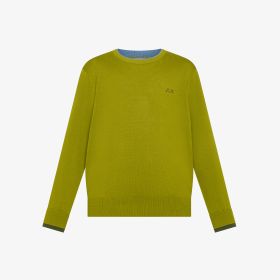 Maglia girocollo in cotone verde oliva