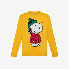 Maglia girocollo Peanuts in misto lana giallo