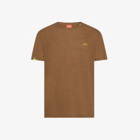 T-shirt in jersey di lino marrone volpe