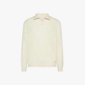 Off white wool and cashmere polo shirt