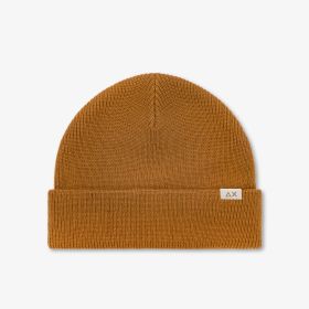 Berretto beanie in misto lana a costine marrone cacao