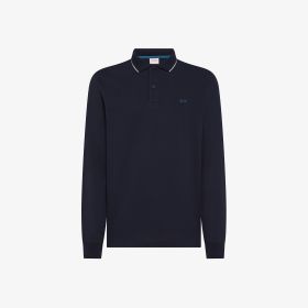 Polo in piquet di cotone con logo navy blue