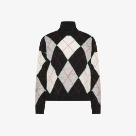 Maglia dolcevita in lana con rombi nero