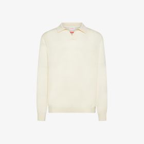 Off white wool and cashmere polo shirt
