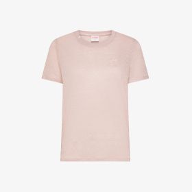 T-shirt in jersey di lino rosa porcellana
