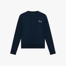 Felpa girocollo in cotone blu navy