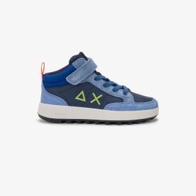 Sneaker Boy's Genius Midi in suede e PU navy blue/sky blue