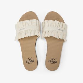 Off white slides with ruffles