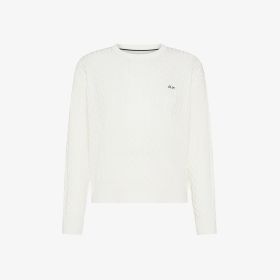 Off white cotton cable-knit jumper