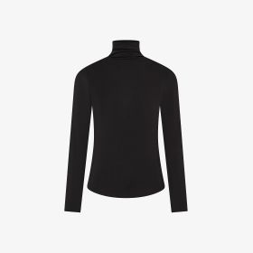 T-shirt a collo alto in jersey a righe nero