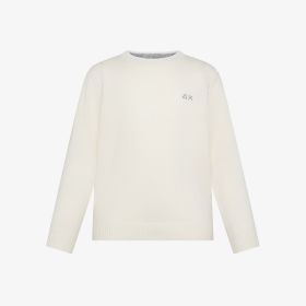 Off white wool and cashmere crew-neck jumper