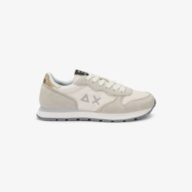 Sneaker Girl's Ally Gold Silver in suede e nylon bianco panna