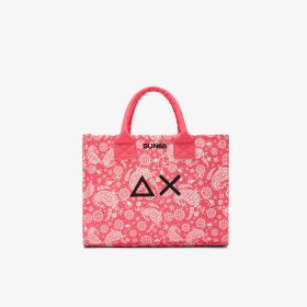 Shopping bag Cali in tela di cotone stampato fucsia