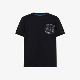 Black cotton jersey T-shirt with pocket