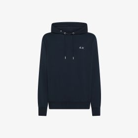 Felpa in cotone con cappuccio blu navy