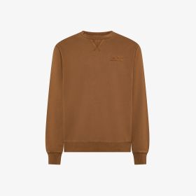 Felpa girocollo in cotone effetto vintage marrone cacao