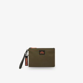 Pochette in nylon verde militare scuro