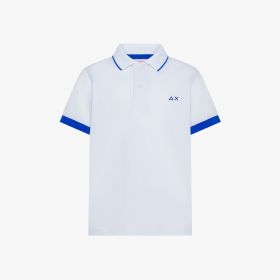 White cotton polo with fluorescent trims