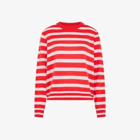 Maglia a righe in lana e cashmere rosa lampone/rosa